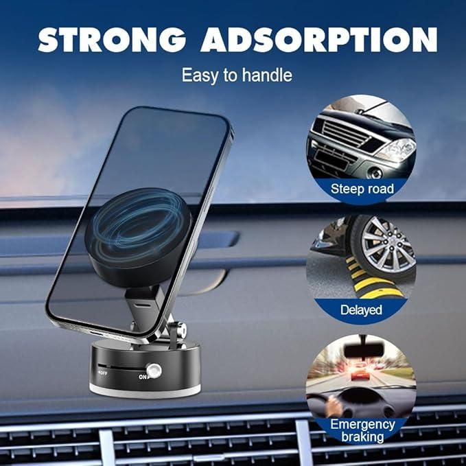 Vacuum Magnetic Suction Phone Holder | Foldable | 360° Rotatable | Double-Sided Magnetic Grip